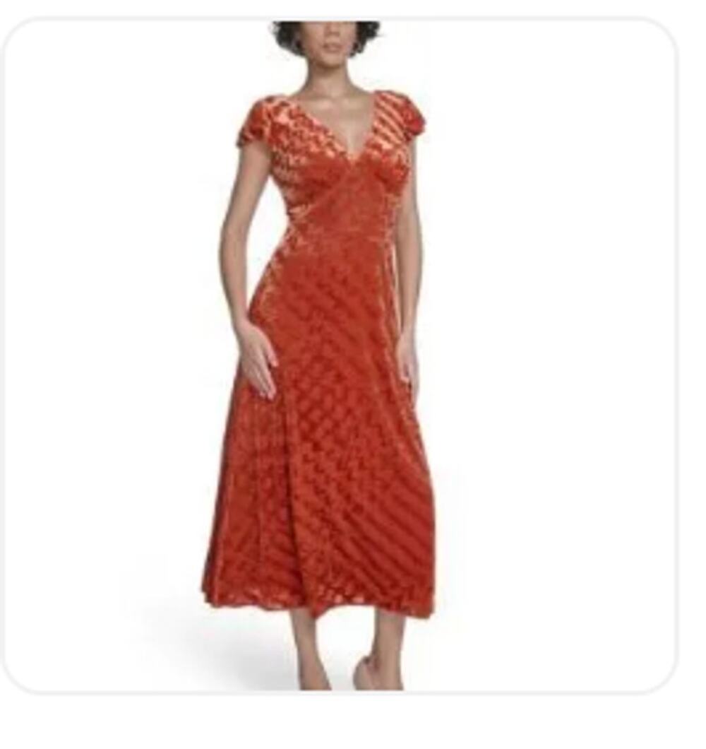 CALVIN KLEIN | VELOUR FLUTTER SLEEVE MAXI | SIZE 16